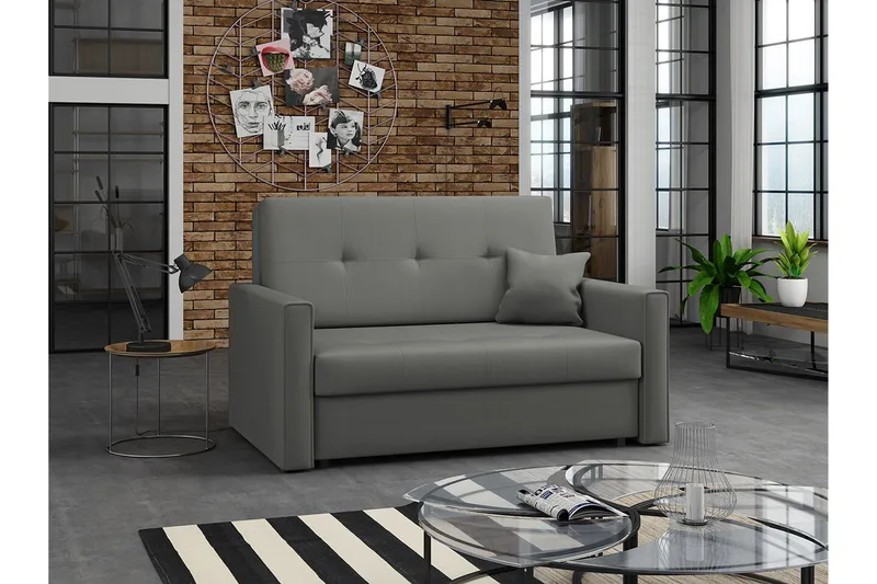 Denegal 2-sits liten bäddsoffa i Plysch - Grå - Möbler - Vardagsrum - Bäddsoffor