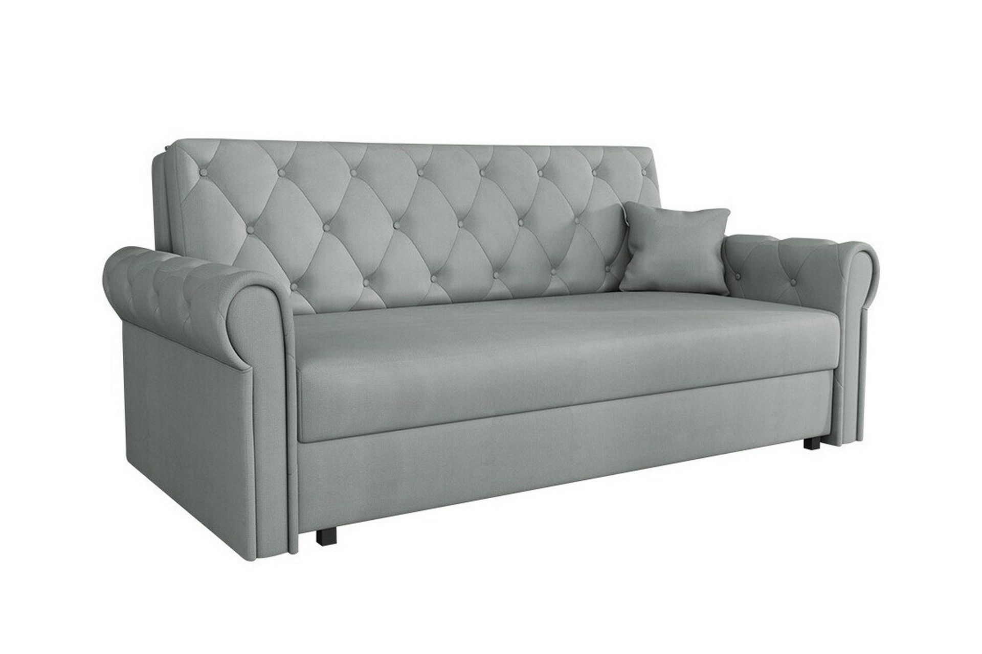 denegal 2-sits liten bäddsoffa i plysch - grå