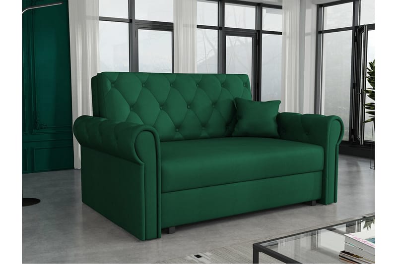 Denegal 2-sits liten bäddsoffa i Plysch - Grön - Möbler - Vardagsrum - Bäddsoffor
