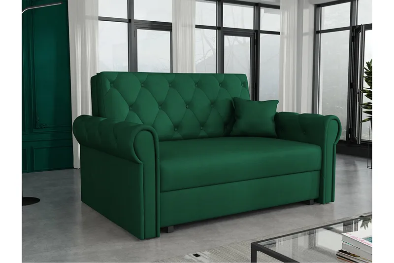 Denegal 2-sits liten bäddsoffa i Plysch - Grön - Möbler - Vardagsrum - Bäddsoffor