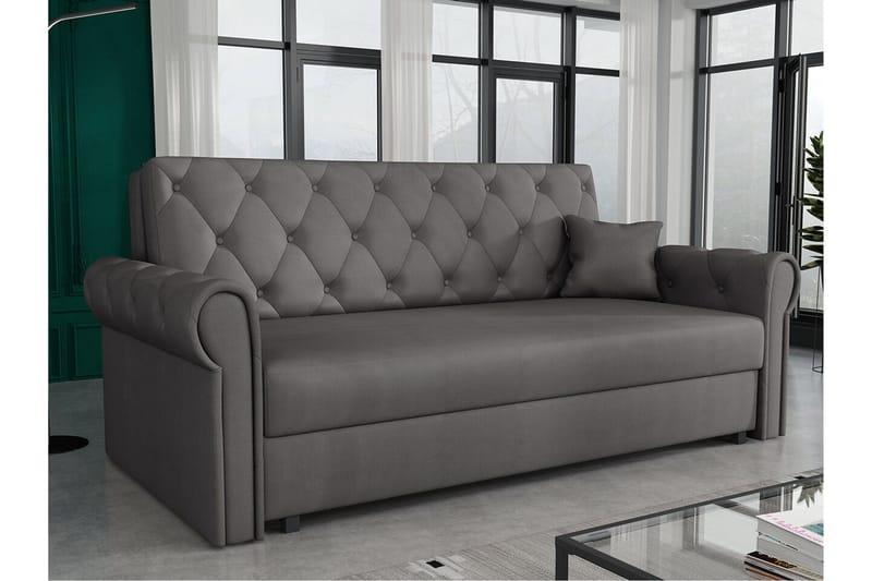 Denegal 2-sits liten bäddsoffa i Plysch - Grå - Möbler - Vardagsrum - Bäddsoffor