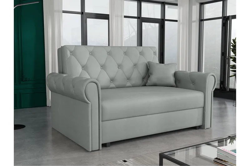 Denegal 2-sits liten bäddsoffa i Plysch - Grå - Möbler - Vardagsrum - Bäddsoffor