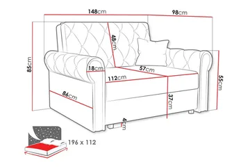 Denegal 2-sits liten bäddsoffa i Plysch - Blå - Möbler - Vardagsrum - Bäddsoffor