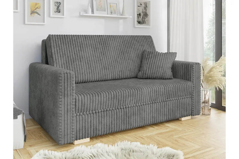 Denegal 2-sits liten bäddsoffa i Plysch - Grå - Möbler - Vardagsrum - Bäddsoffor
