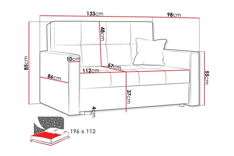 Denegal 2-sits liten bäddsoffa i Plysch - Brun - Möbler - Vardagsrum - Bäddsoffor