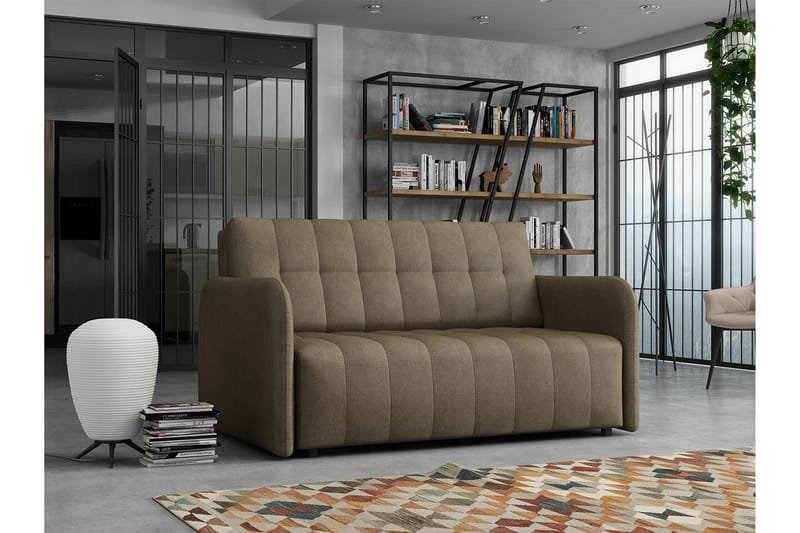 Denegal 2-sits liten bäddsoffa i Plysch - Brun - Möbler - Vardagsrum - Bäddsoffor
