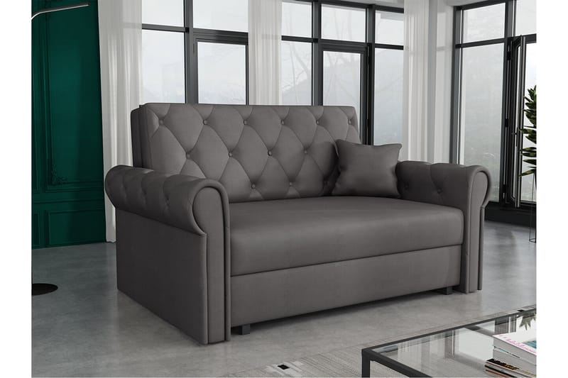 Denegal 2-sits liten bäddsoffa i Plysch - Grå - Möbler - Vardagsrum - Bäddsoffor