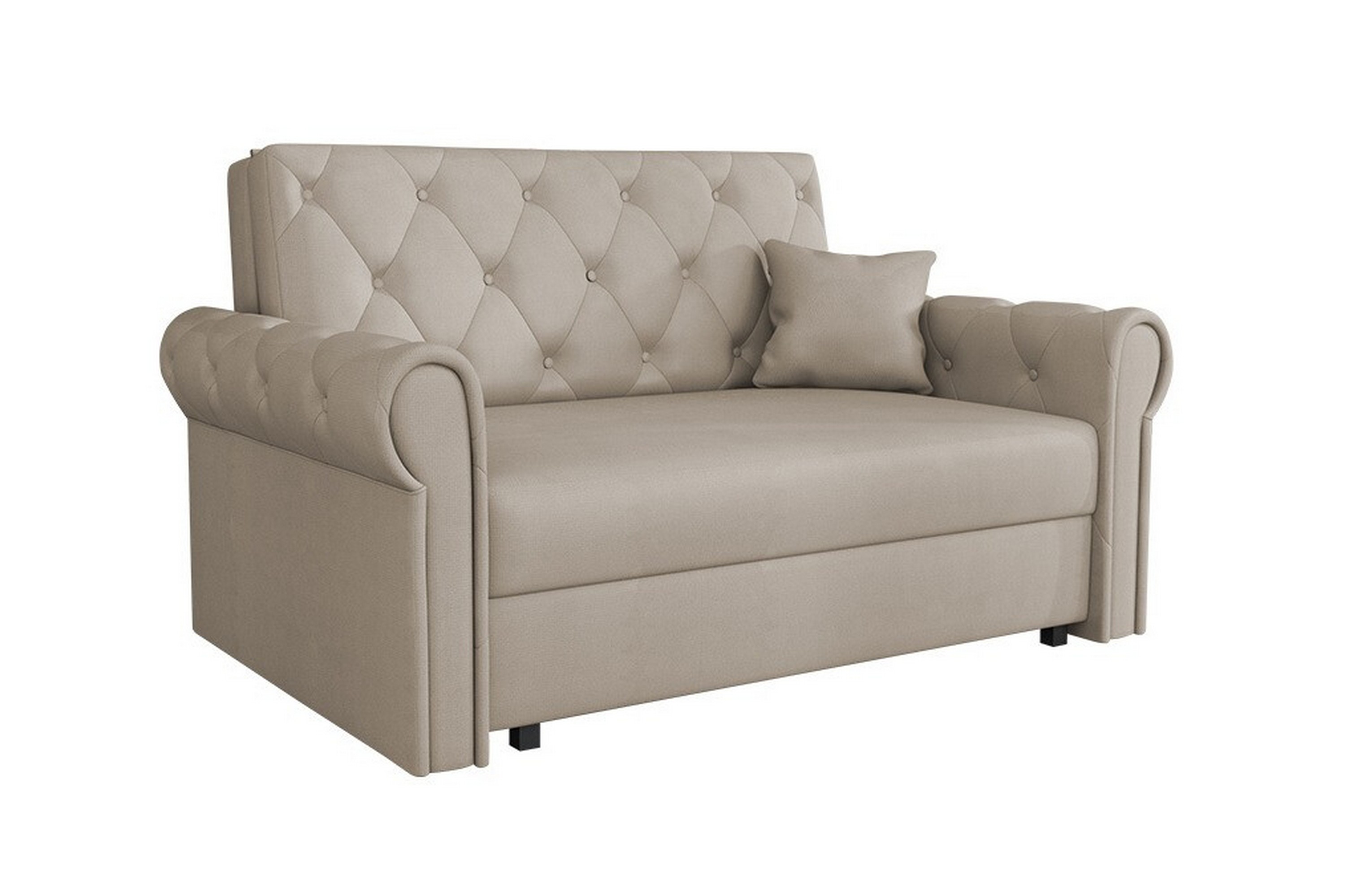 denegal 2-sits liten bäddsoffa i plysch - beige