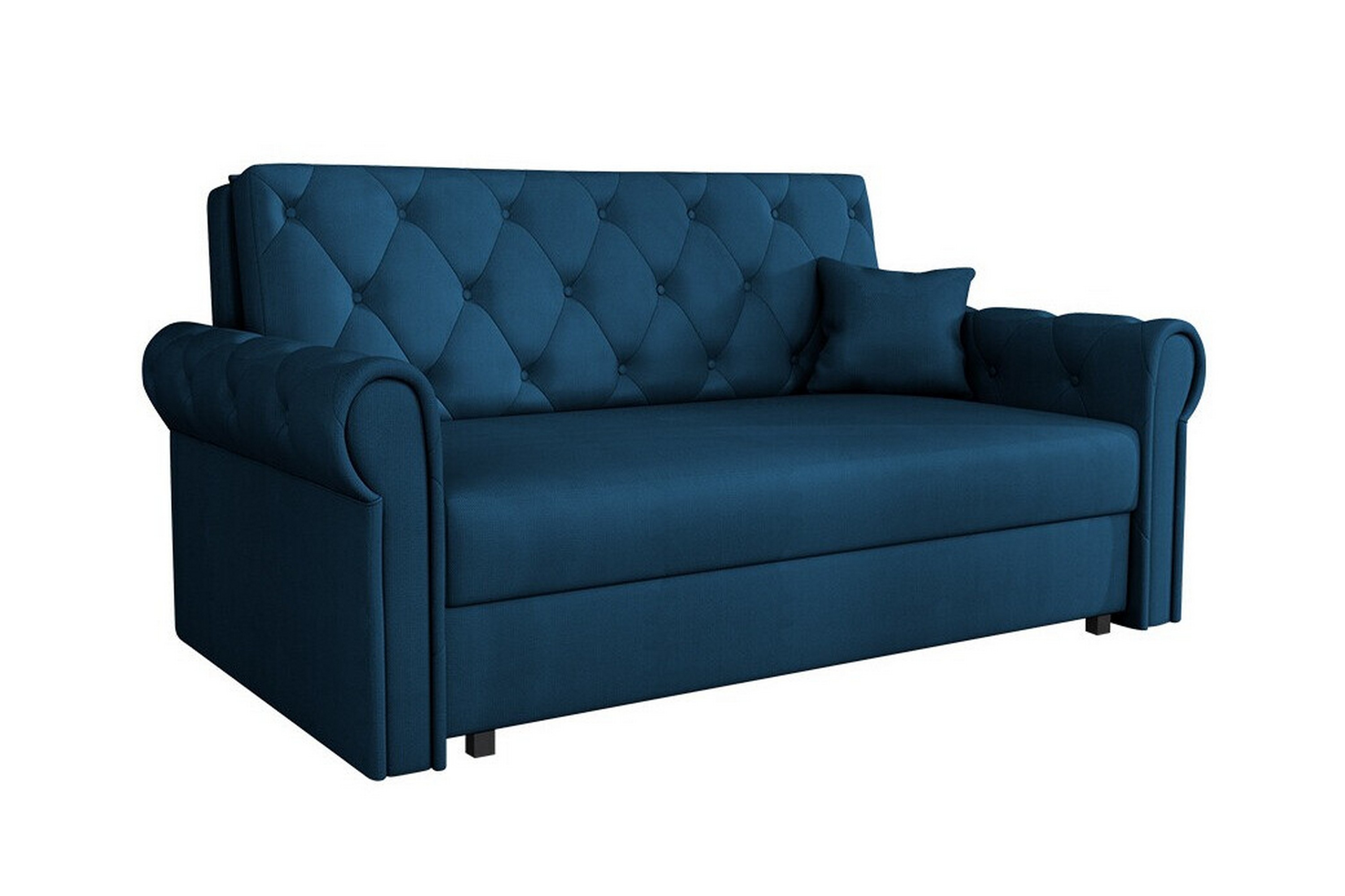 denegal 2-sits liten bäddsoffa i plysch - blå