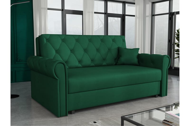 Denegal 2-sits liten bäddsoffa i Plysch - Grön - Möbler - Vardagsrum - Bäddsoffor