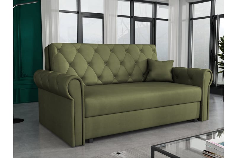 Denegal 2-sits liten bäddsoffa i Plysch - Grön - Möbler - Vardagsrum - Bäddsoffor