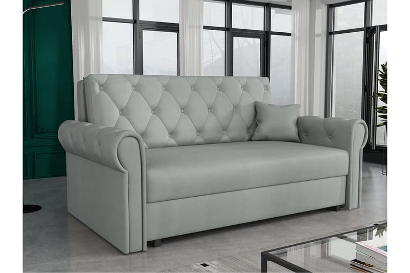 Denegal 2-sits liten bäddsoffa i Plysch - Grå - Möbler - Vardagsrum - Bäddsoffor