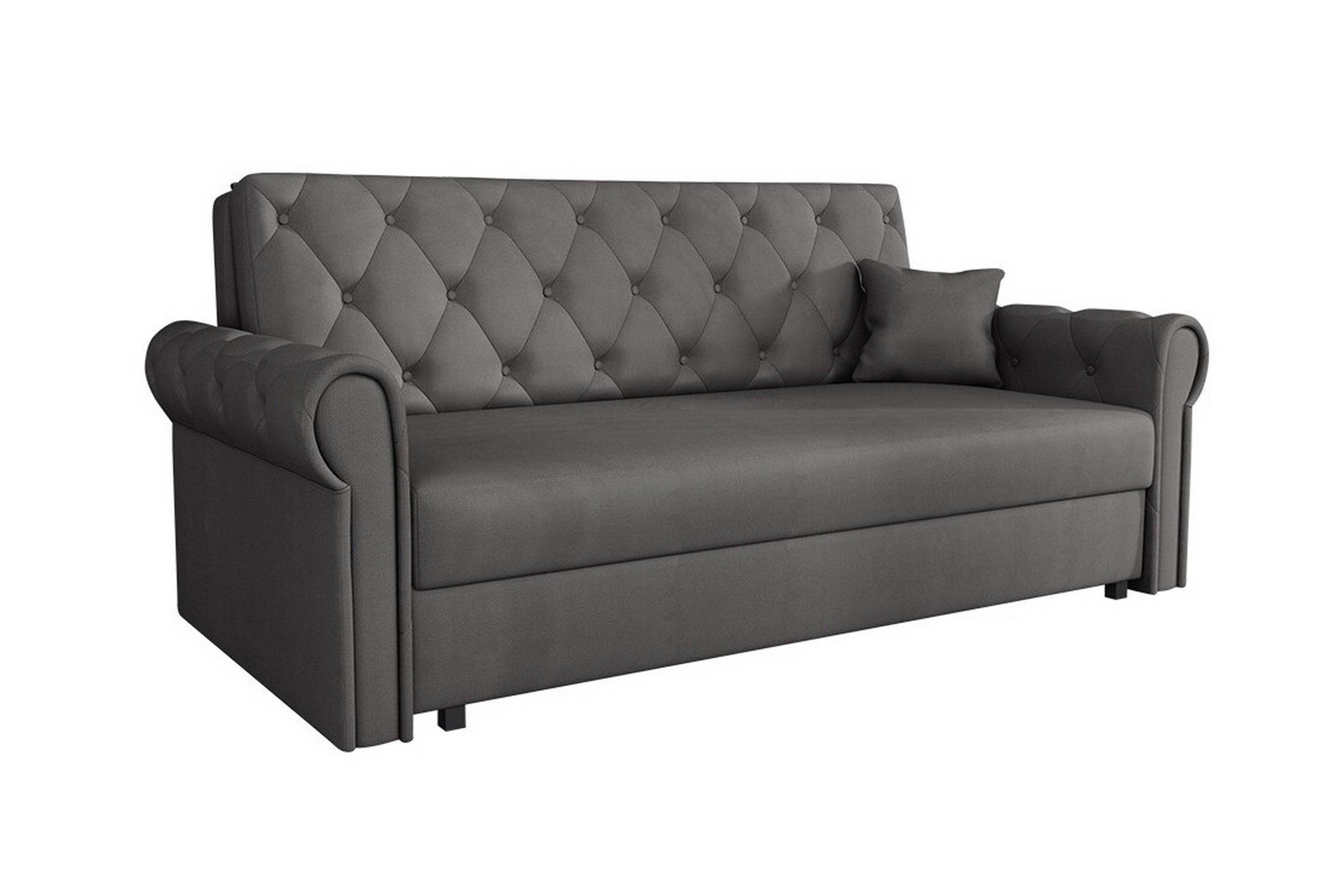 denegal 2-sits liten bäddsoffa i plysch - grå