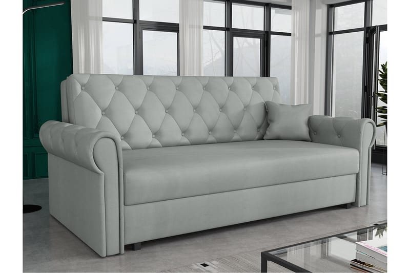 Denegal 2-sits liten bäddsoffa i Plysch - Grå - Möbler - Vardagsrum - Bäddsoffor