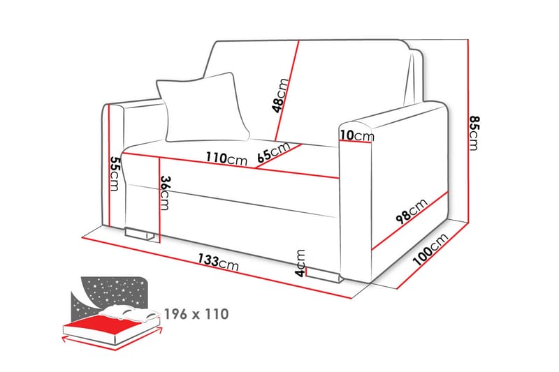 Denegal 2-sits liten bäddsoffa i Plysch - Beige - Möbler - Vardagsrum - Bäddsoffor