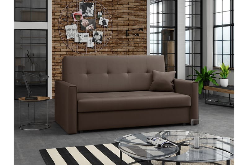 Denegal 2-sits liten bäddsoffa i Plysch - Brun - Möbler - Vardagsrum - Bäddsoffor