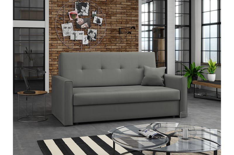 Denegal 2-sits liten bäddsoffa i Plysch - Grå - Möbler - Vardagsrum - Bäddsoffor