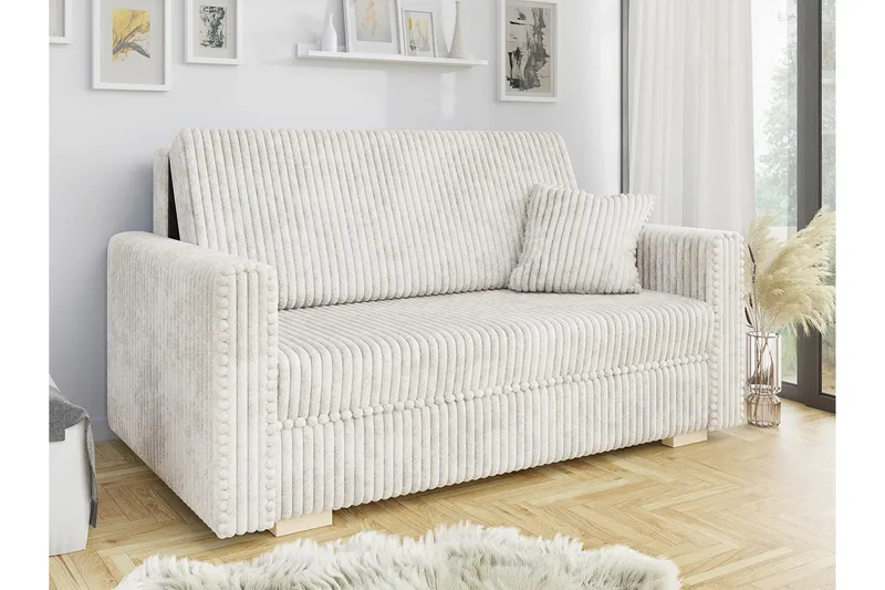 Denegal 2-sits liten bäddsoffa i Plysch - Beige - Möbler - Vardagsrum - Bäddsoffor