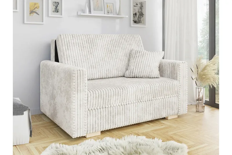 Denegal 2-sits liten bäddsoffa i Plysch - Beige - Möbler - Vardagsrum - Bäddsoffor