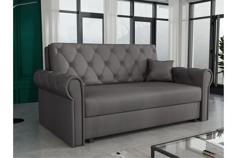 Denegal 2-sits liten bäddsoffa i Plysch - Grå - Möbler - Vardagsrum - Bäddsoffor