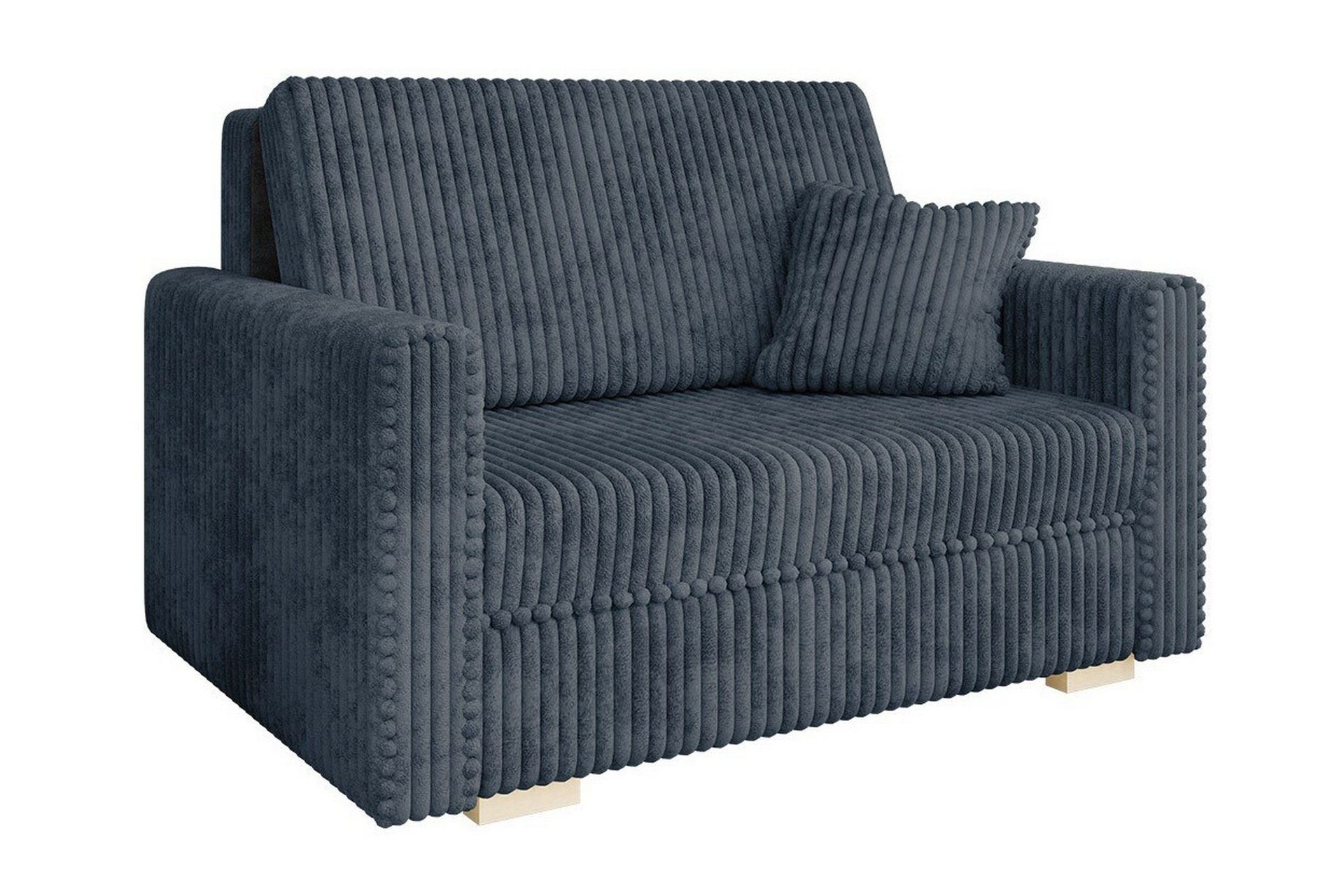 denegal 2-sits liten bäddsoffa i plysch - grå