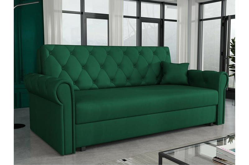 Denegal 2-sits liten bäddsoffa i Plysch - Grön - Möbler - Vardagsrum - Bäddsoffor