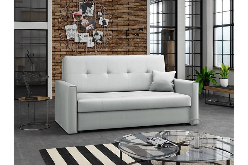 Denegal 2-sits liten bäddsoffa i Plysch - Grå - Möbler - Vardagsrum - Bäddsoffor