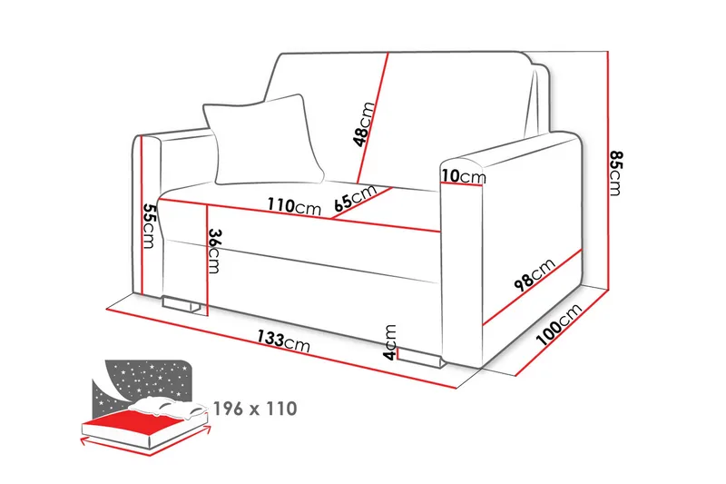Denegal 2-sits liten bäddsoffa i Plysch - Beige - Möbler - Vardagsrum - Bäddsoffor