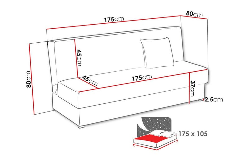 Denegal 3-sits Bäddsoffa Beige - Bäddsoffor - 3-sits bäddsoffa