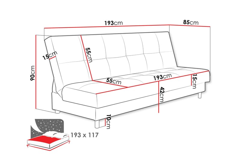 Denegal 3-sits Bäddsoffa beige - Möbler - Vardagsrum - Bäddsoffor