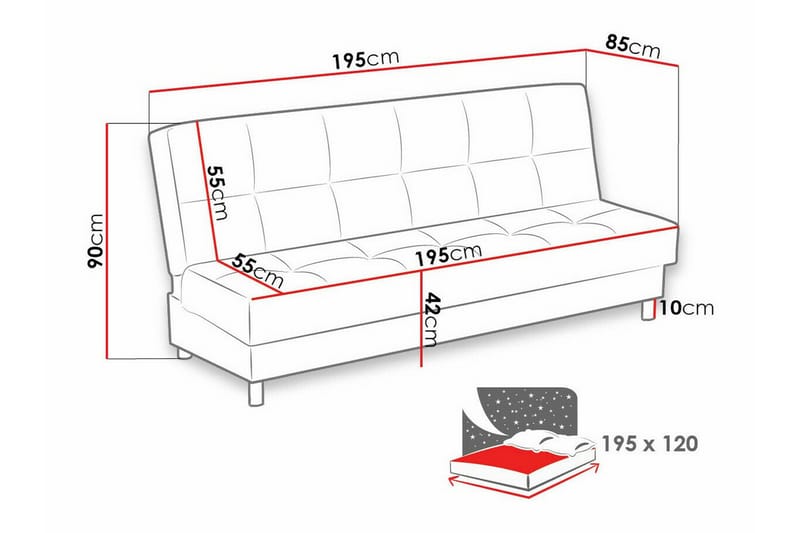 Denegal 3-sits Bäddsoffa Beige/Ljusbeige - Bäddsoffor - 3-sits bäddsoffa