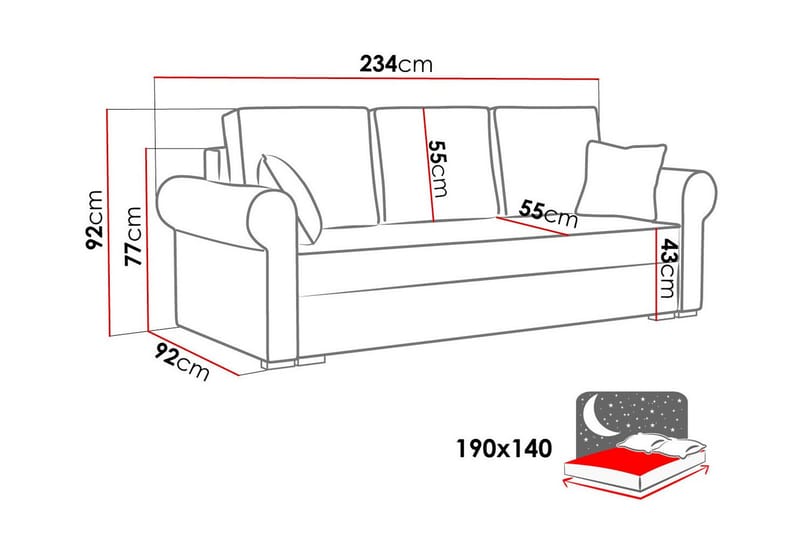 Denegal 3-sits Bäddsoffa Grön - Bäddsoffor - 3-sits bäddsoffa