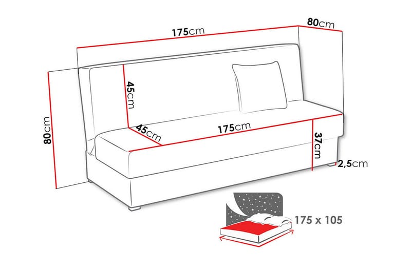 Denegal 3-sits Bäddsoffa Ljusgrå - Möbler - Vardagsrum - Bäddsoffor
