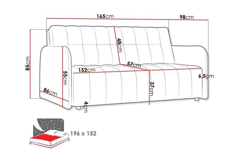 Denegal 3-sits Bäddsoffa Ljusgrå - Bäddsoffor - 3-sits bäddsoffa