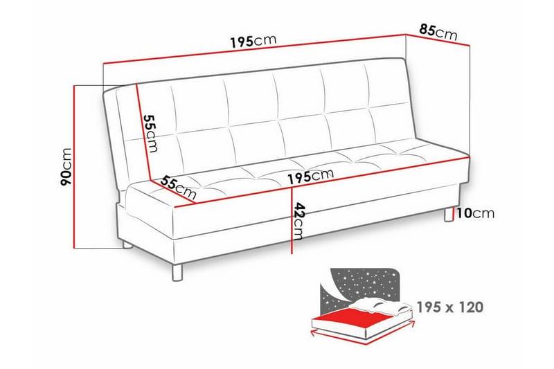 Denegal 3-sits Bäddsoffa Mörkblå - Möbler - Vardagsrum - Bäddsoffor
