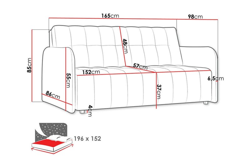 Denegal 3-sits Bäddsoffa Mörkgrå - Bäddsoffor - 3-sits bäddsoffa