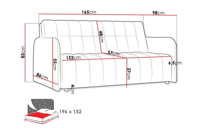 Denegal 3-sits Bäddsoffa Mörkgrön - Möbler - Vardagsrum - Bäddsoffor
