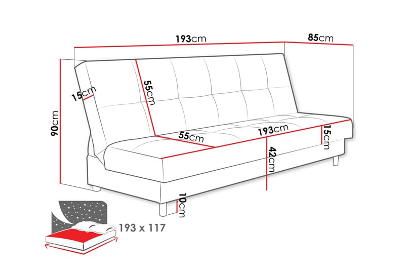 Denegal 3-sits Bäddsoffa Turkos - Möbler - Vardagsrum - Bäddsoffor