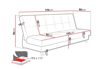 Denegal 3-sits Bäddsoffa - Möbler - Vardagsrum - Bäddsoffor