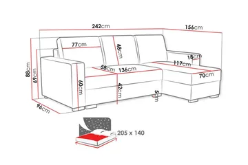 Denegal 3-sits Hörnbäddsoffa - Blå - Möbler - Vardagsrum - Bäddsoffor