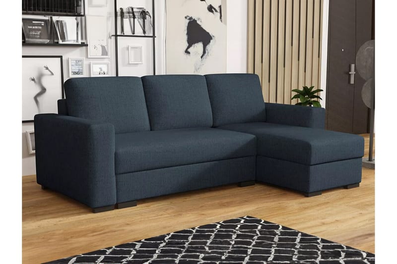 Denegal 3-sits Hörnbäddsoffa - Blå - Möbler - Vardagsrum - Bäddsoffor - Hörnbäddsoffa