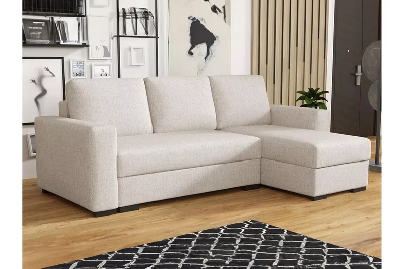 Denegal 3-sits Hörnbäddsoffa - Cream - Möbler - Vardagsrum - Bäddsoffor - Hörnbäddsoffa