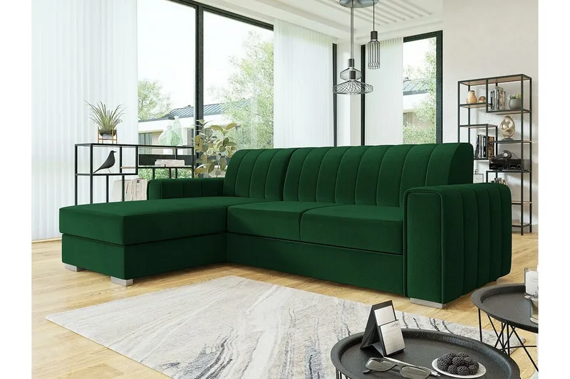 Denegal 3-sits Hörnbäddsoffa Dark green - Möbler - Vardagsrum - Bäddsoffor - Hörnbäddsoffa