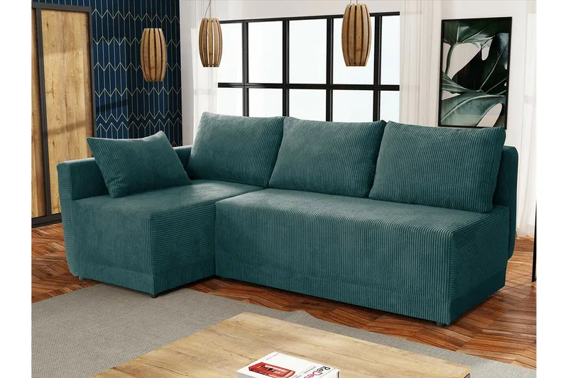 Denegal 3-sits Hörnbäddsoffa Dark green - Möbler - Vardagsrum - Bäddsoffor - Hörnbäddsoffa