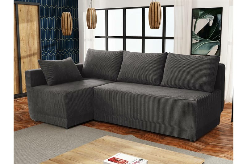 Denegal 3-sits Hörnbäddsoffa Dark grey - Möbler - Vardagsrum - Bäddsoffor
