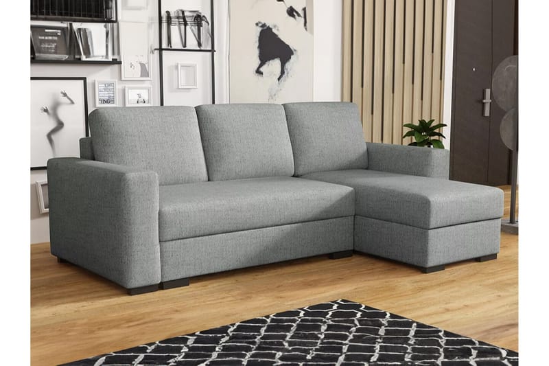 Denegal 3-sits Hörnbäddsoffa Grå - Möbler - Vardagsrum - Bäddsoffor - Hörnbäddsoffa