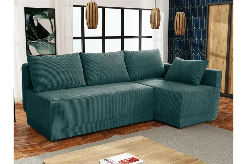 Denegal 3-sits Hörnbäddsoffa Green - Möbler - Vardagsrum - Bäddsoffor - Hörnbäddsoffa