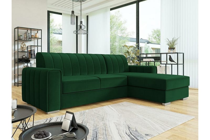 Denegal 3-sits Hörnbäddsoffa Grön - Möbler - Vardagsrum - Bäddsoffor - Hörnbäddsoffa