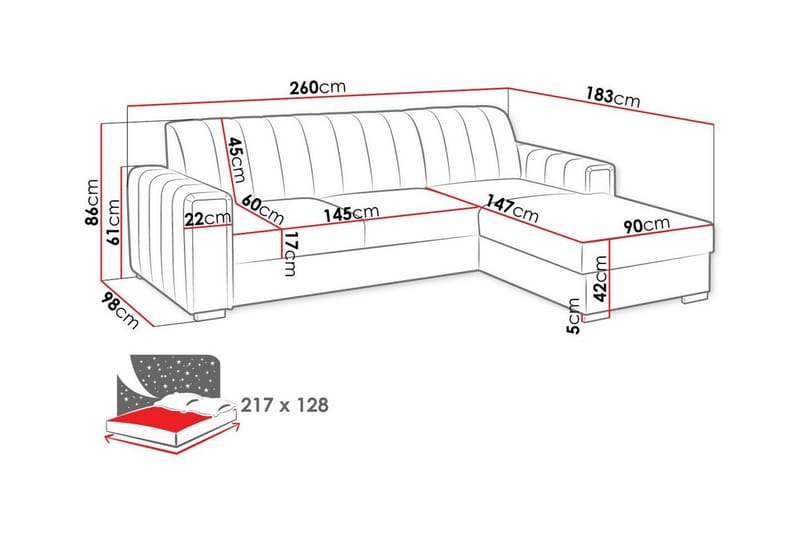 Denegal 3-sits Hörnbäddsoffa Grön - Möbler - Vardagsrum - Bäddsoffor - Hörnbäddsoffa