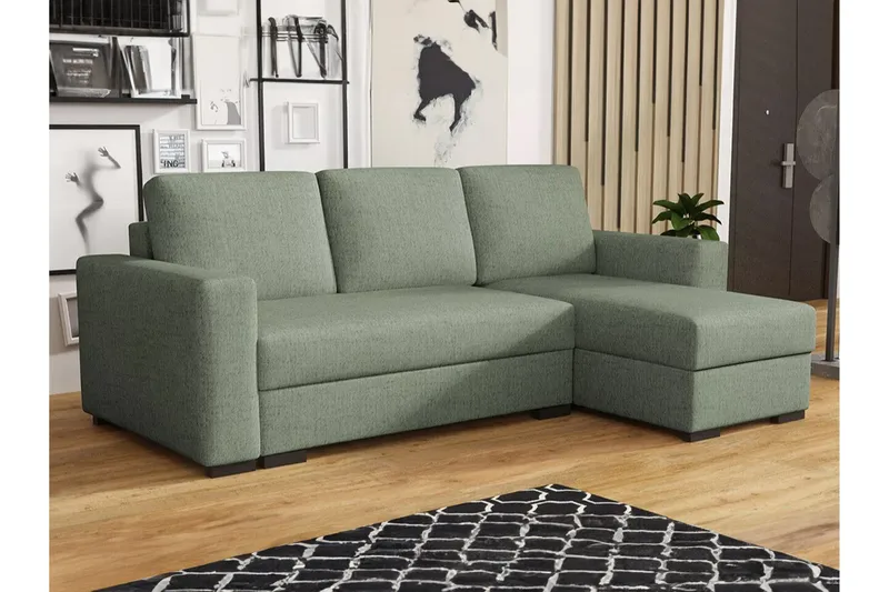 Denegal 3-sits Hörnbäddsoffa - Grön - Möbler - Vardagsrum - Bäddsoffor - Hörnbäddsoffa